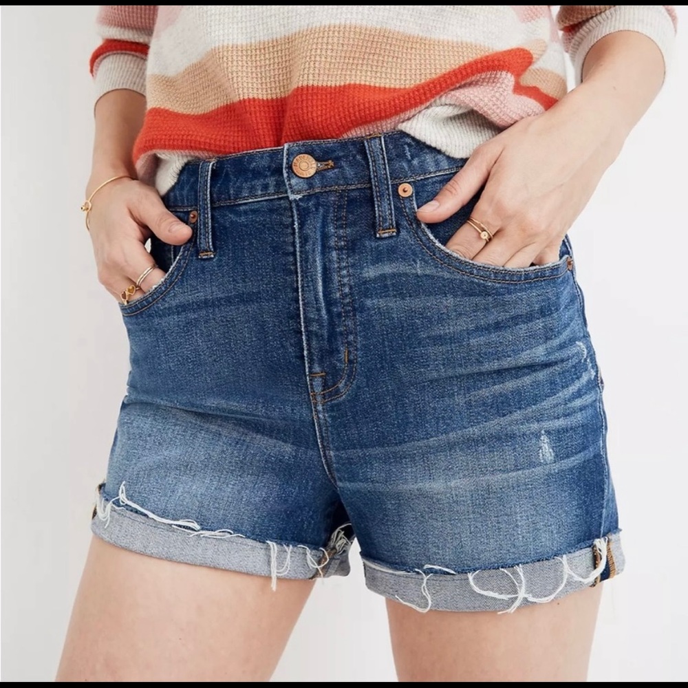 Madewell High Rise Cuffed Denim Jean Shorts Glen Oaks Blue 26